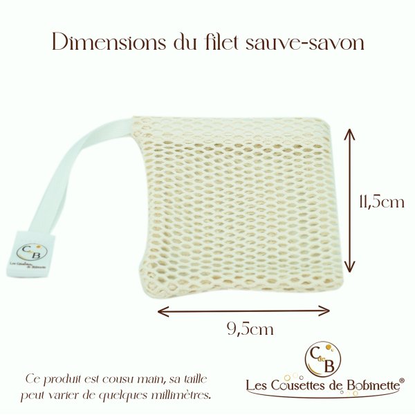 Lot de 2 Filets savon en Coton bio GOTS. 9.5*11.5cm