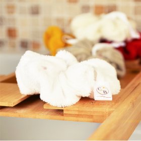 Fleur de douche extra douce en micro éponge OEKO-TEX bambou blanc