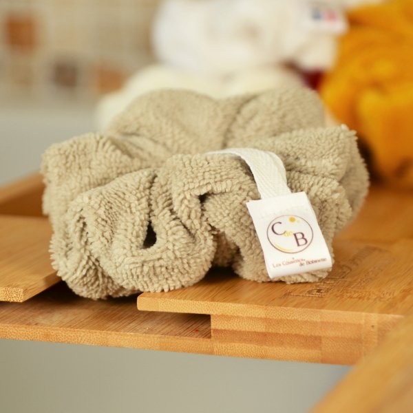 Fleur de douche extra douce en micro éponge OEKO-TEX bambou cappuccino