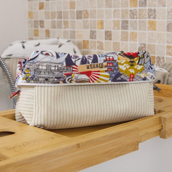 Trousse en velours cotelé écru intérieur Manga C de B Les cousettes de Bobinette