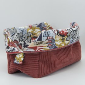 Trousse en velours cotelé bordeaux intérieur Manga C de B Les cousettes de Bobinette