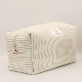 Grande trousse velours cotelé côtes fines intérieur coton fauve