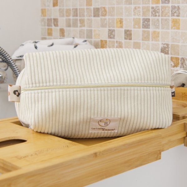 Trousse en velours cotelé écru intérieur Fauve C de B Les cousettes de Bobinette