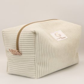 Grande trousse en velours côtelé écru et intérieur coton Saijo