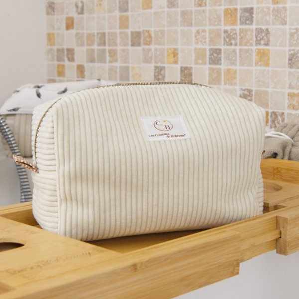 Trousse en velours cotelé écru intérieur Saijo C de B Les cousettes de Bobinette