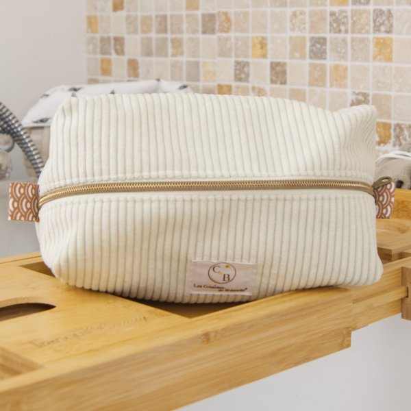 Trousse en velours cotelé écru intérieur Saijo C de B Les cousettes de Bobinette