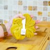 Fleur de douche extra douce en micro éponge OEKO-TEX bambou jaune curcuma