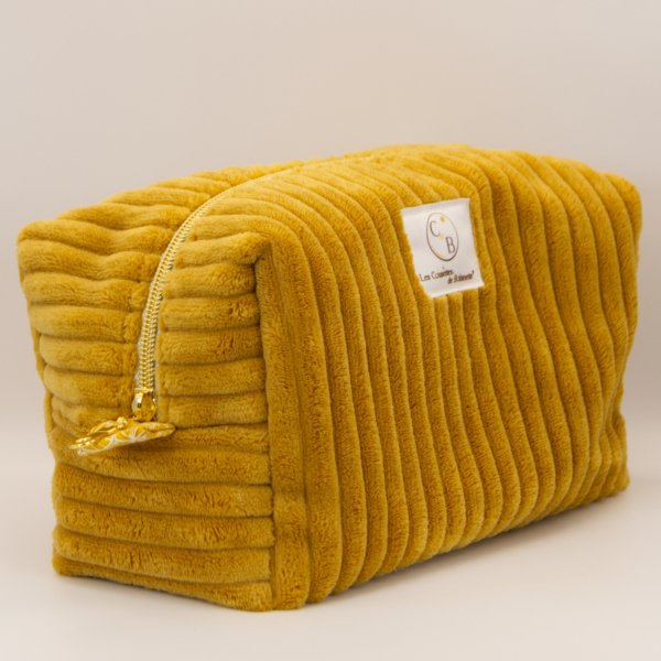 Grande trousse en velours côtelé ocre et intérieur coton Riad