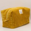 Grande trousse en velours côtelé ocre et intérieur coton Riad