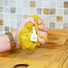 Fleur de douche extra douce en micro éponge OEKO-TEX bambou jaune curcuma