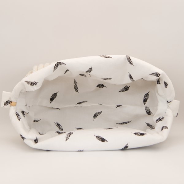 Trousse en velours cotelé Écru intérieur Plumes C de B Les cousettes de Bobinette