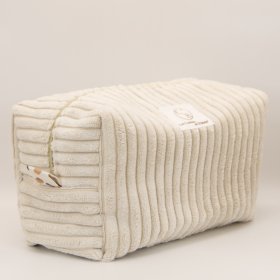 Grande trousse en velours côtelé écru côtes épaisses et intérieur coton Fauve