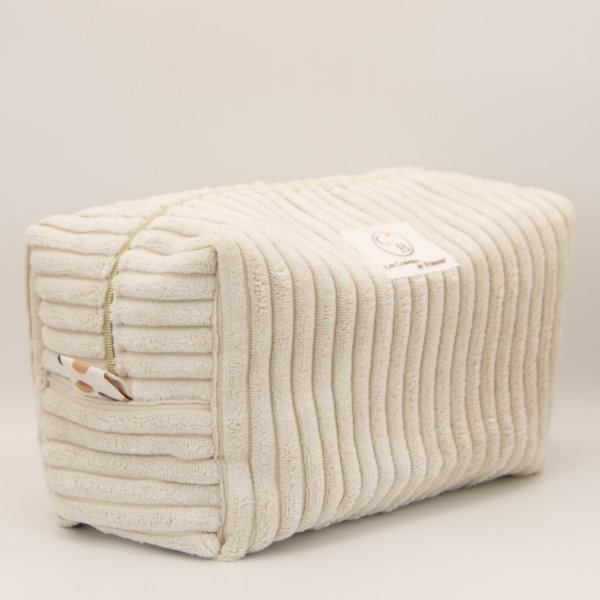Grande trousse en velours côtelé écru côtes épaisses et intérieur coton Fauve