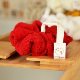 Fleur de douche extra douce en micro éponge OEKO-TEX bambou rouge