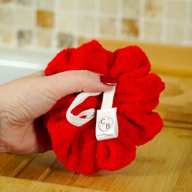 Fleur de douche extra douce en micro éponge OEKO-TEX bambou rouge
