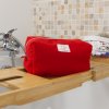 Grande trousse rectangulaire en velours côtelé rouge – Fleurs japonisantes | Les Cousettes de Bobinette