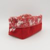 Grande trousse rectangulaire en velours côtelé rouge – Fleurs japonisantes | Les Cousettes de Bobinette