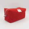 Grande trousse en velours côtelé rouge côtes fines et intérieur coton fleurs japonisantes