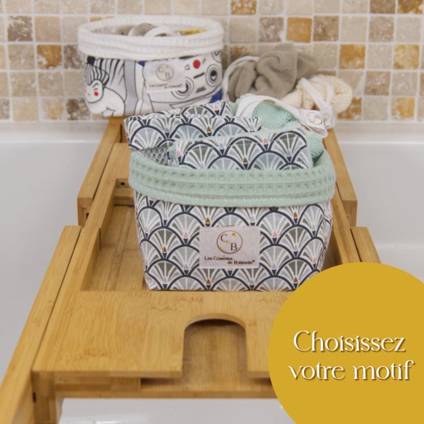 Mini panier cocooning Éventails vert menthe