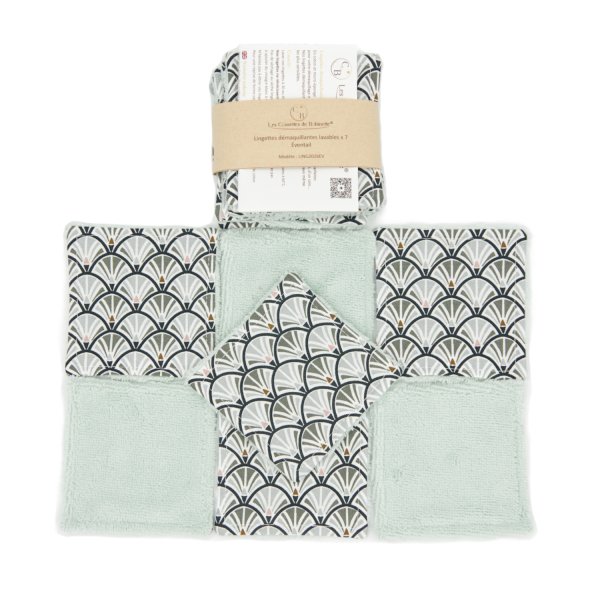 Lingettes lavables Éventails vert menthe – Les cousettes de Bobinette