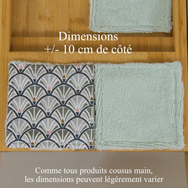 Lingettes lavables Éventails vert menthe – Les cousettes de Bobinette