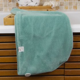 Serviette cheveux en bambou vert OEKO-TEX | Les cousettes de Bobinette