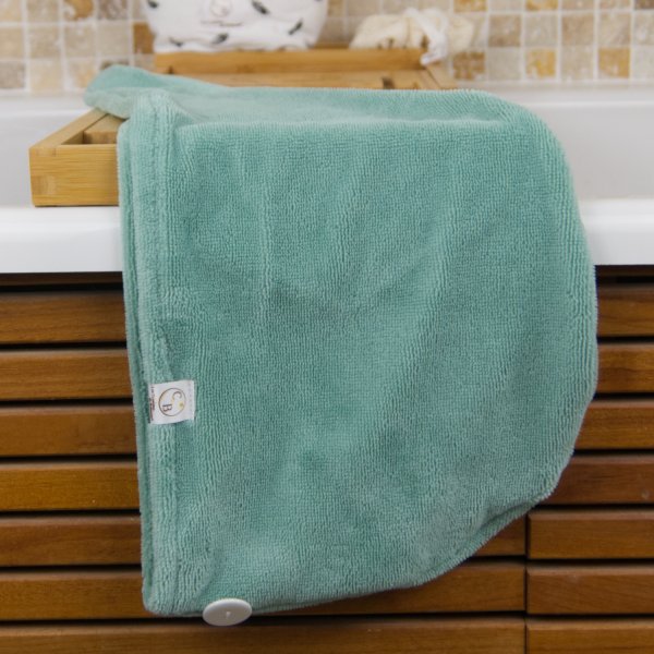 Serviette cheveux en bambou vert OEKO-TEX | Les cousettes de Bobinette