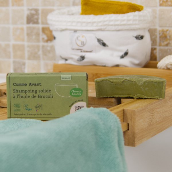 Shampoing naturel solide à l'huile de brocoli Comme Avant chez Les cousettes de Bobinette