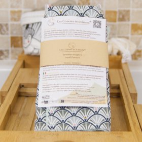 Lot de 2 serviette visage skincare en coton et éponge bambou