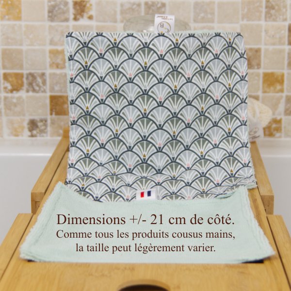 Lot de 2 serviette visage skincare en coton et éponge bambou