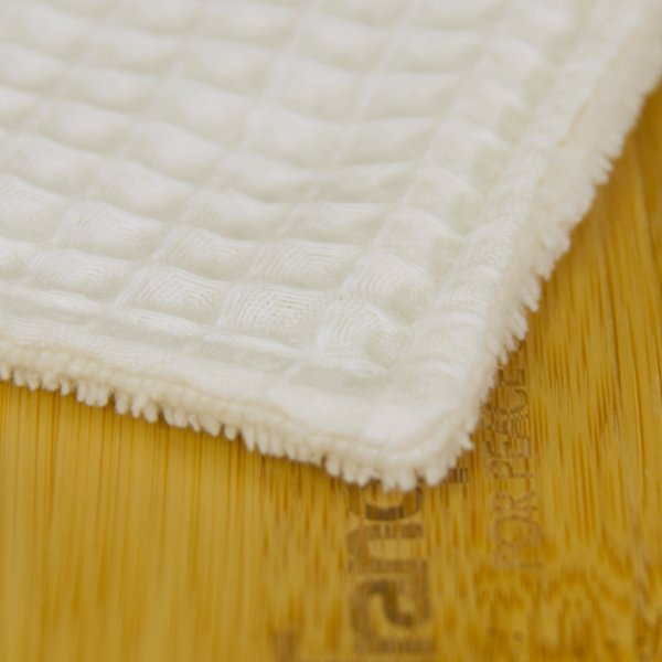 Lingettes démaquillantes lavables double face Écru – Éponge bambou & nid d’abeille