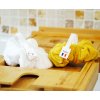 Lot de 2 fleurs de douche micro éponge bambou certifiée OEKO TEX. Blanc Jaune Curcuma