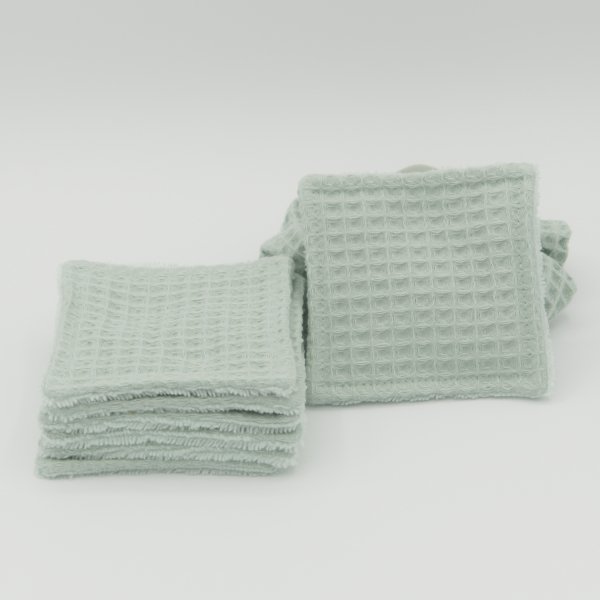 Lingettes démaquillantes lavables double face Vert Menthe – Éponge bambou & nid d’abeille
