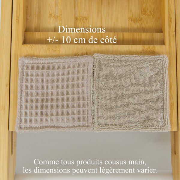 Lingettes démaquillantes lavables double face Cappuccino – Éponge bambou & nid d’abeille