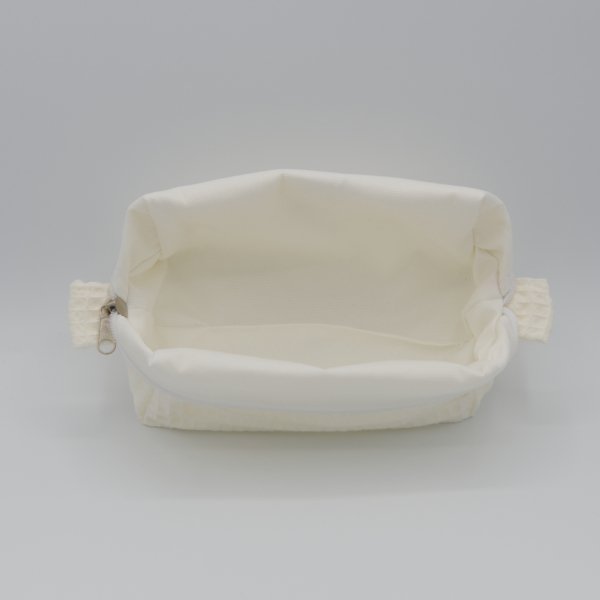 Trousse de toilette imperméable Écru – Nid d’abeille – Format 20x10x10 cm – Femme & Homme – Fait main France