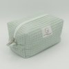 Trousse de toilette imperméable Vert Menthe – Nid d’abeille – Format 20x10x10 cm – Femme & Homme – Fait main France