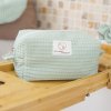 Trousse de toilette imperméable Vert Menthe – Nid d’abeille – Format 20x10x10 cm – Femme & Homme – Fait main France