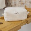Trousse de toilette imperméable Écru – Nid d’abeille – Format 20x10x10 cm – Femme & Homme – Fait main France