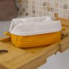 Trousse de toilette imperméable Jaune Curcuma – Nid d’abeille – Format 20x10x10 cm – Femme & Homme – Fait main France