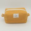 Trousse de toilette imperméable Jaune Curcuma – Nid d’abeille – Format 20x10x10 cm – Femme & Homme – Fait main France