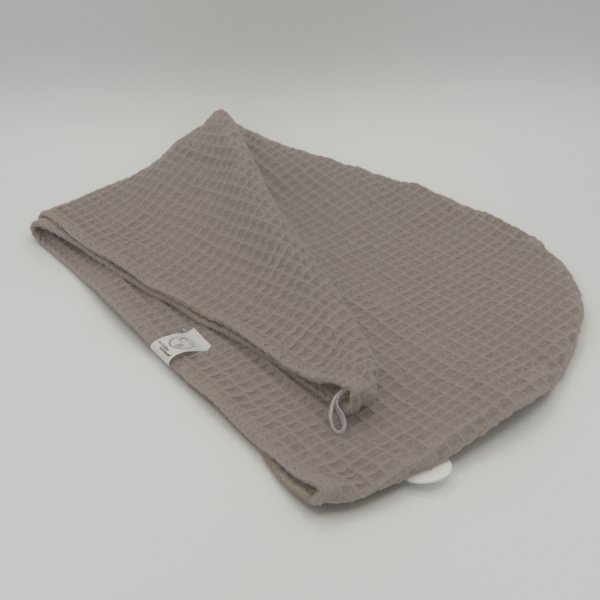 Serviette cheveux Cappuccino nid d’abeille – 100% Coton OEKO-TEX et GOTS – Fait main France