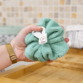 Fleurs de douche lavables en micro éponge bambou Blanc Vert menthe