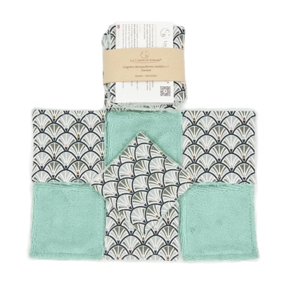 Lingettes démaquillantes lavables vert menthe – Made in France