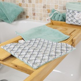 Lot de 2 serviette visage skincare en coton et éponge bambou