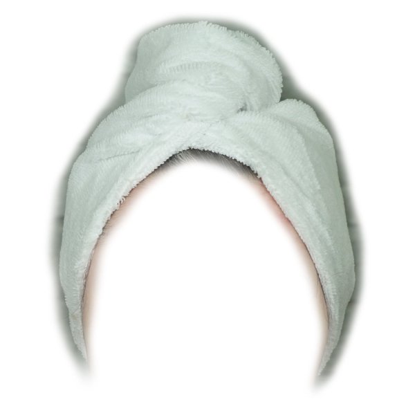 Serviette cheveux blanche vu de face