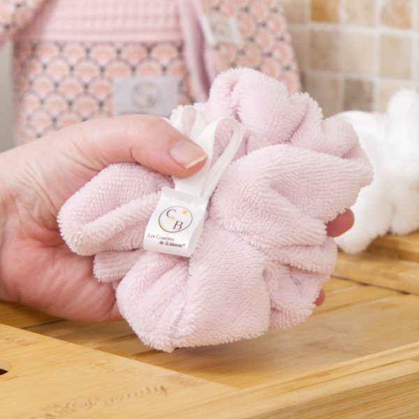 Fleur de douche extra douce lavable en micro éponge bambou Rose