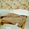 Lot de 2 serviettes visage en micro éponge bambou certifiée OEKO-TEX. Blanc Cappuccino