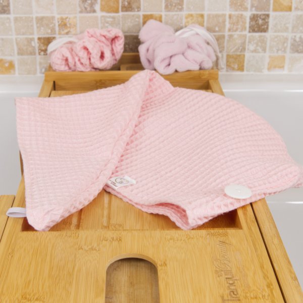 Serviette cheveux nid d'abeille rose
