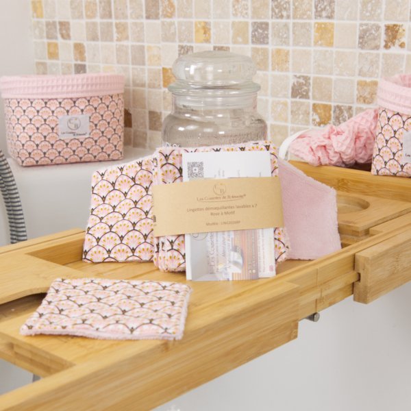 Lingettes démaquillantes lavables rose – Made in France
