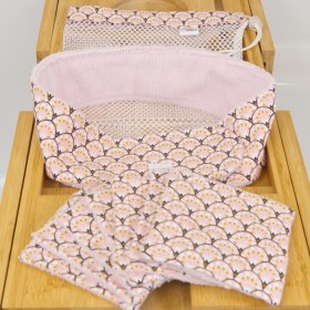 Ensemble démaquillage rose paon